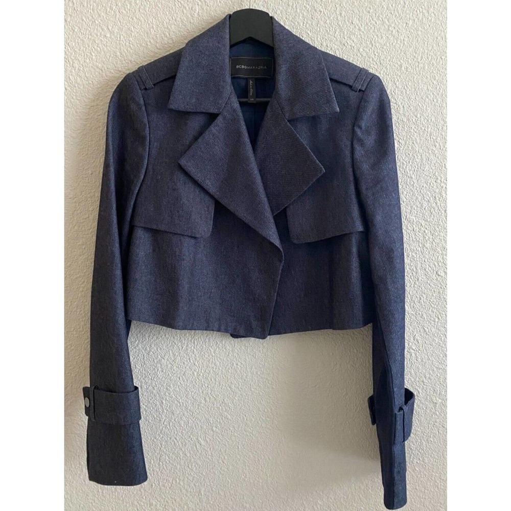 BCBG Dark Denim Crop Blazer size XS